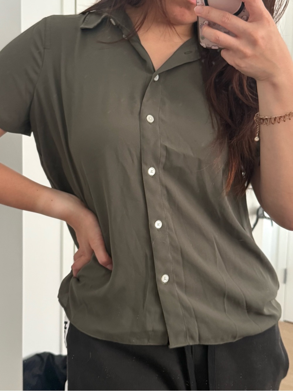 J. Crew Olive Green Short-Sleeve Button-Down Shirt